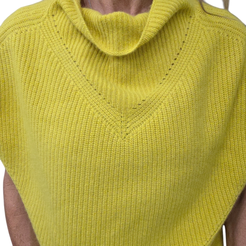 Anthropologie 100% Cashmere Sleeveless Turtleneck Sweater XS Yellow Cropped - Picture 4 of 9
